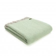 Pure New Wool Herringbone Throw | Laurel Green