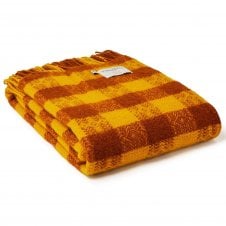Pure New Wool Hutton Check Throw | Gold
