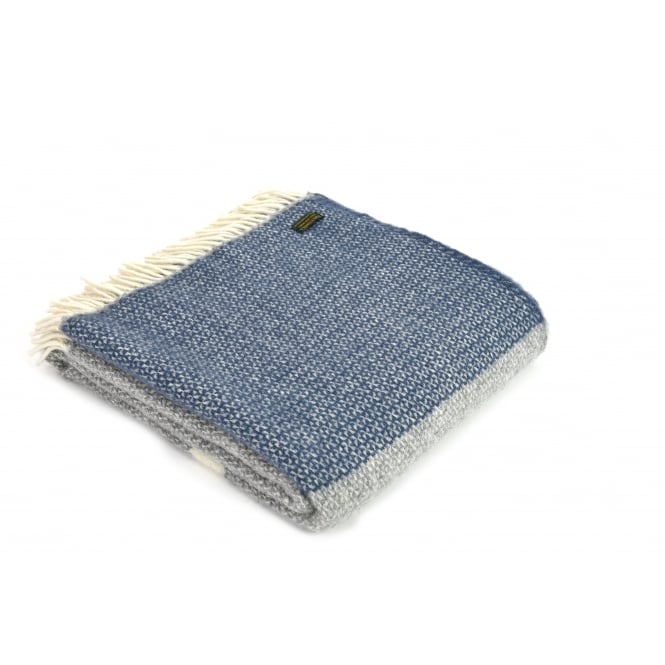 Tweedmill Textiles Pure New Wool Illusion Panel Throw | Blue Slate/Grey