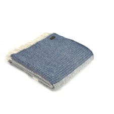 Pure New Wool Illusion Panel Throw | Blue Slate/Grey