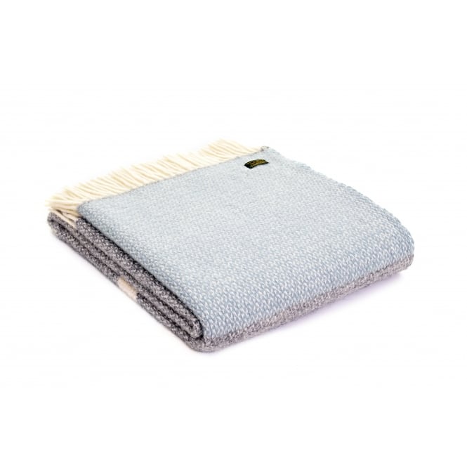 Tweedmill Textiles Pure New Wool Illusion Panel Throw | Duck Egg/Grey
