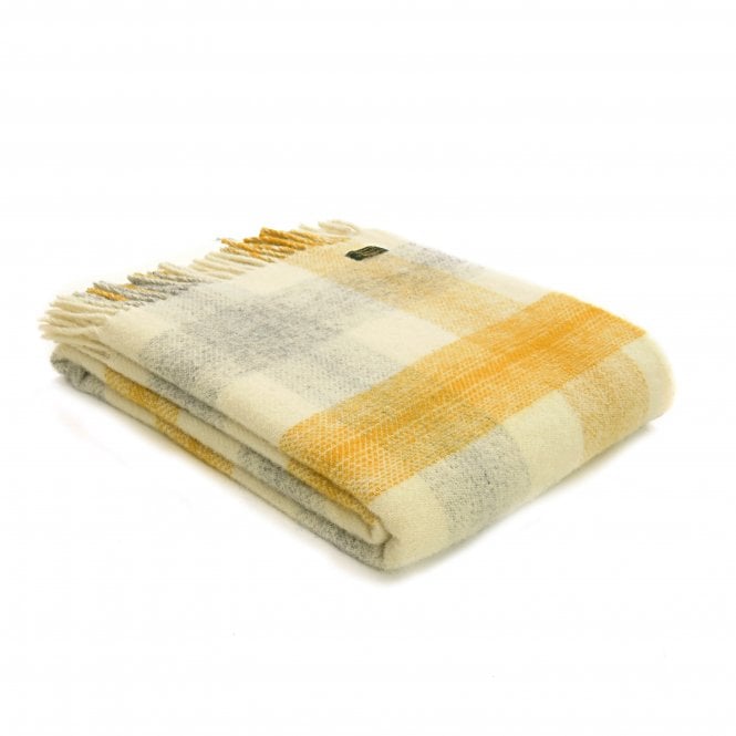 Tweedmill Textiles Pure New Wool Meadow Check Throw | Yellow