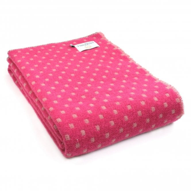 Tweedmill Textiles Pure New Wool Pink Dot Throw | 200 x 140 cm
