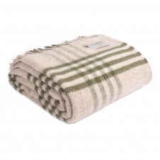 Extra Large Pure New Wool Hex Check Throw | Olive Green