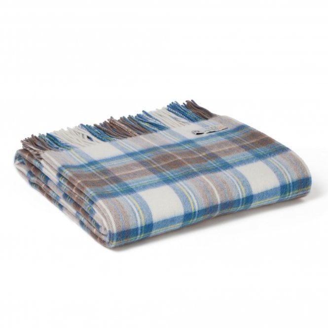 Tweedmill Textiles Lambswool Tartan Throw | Muted Blue Dress Stewart
