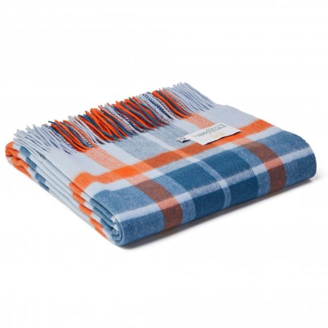 Tweedmill Textiles Lambswool Throw | Bright Check | Santorini