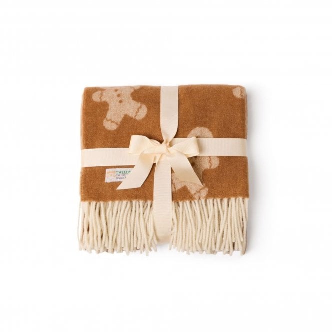 Tweedmill Textiles Merino Lambswool Baby Blanket | Gingerbread Man
