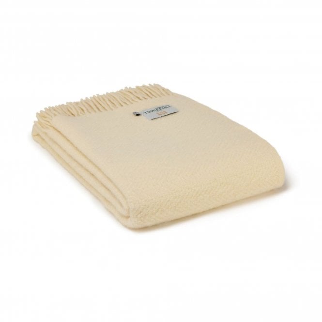 Tweedmill Textiles Moorland Pure New Wool Throw | Cream
