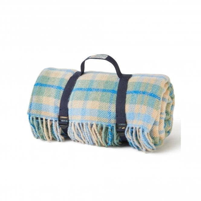 Tweedmill Textiles Polo Picnic Rug with Waterproof Backing | Cottage Check | Blue