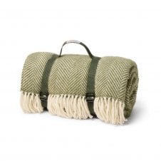 Polo Picnic Rug with Waterproof Backing | Fishbone | Olive Green