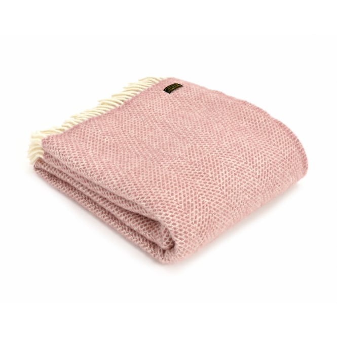Tweedmill Textiles Pure New Wool Beehive Throw | Dusky Pink
