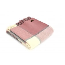 Pure New Wool Block Check Throw | Dusky Pink/Charcoal