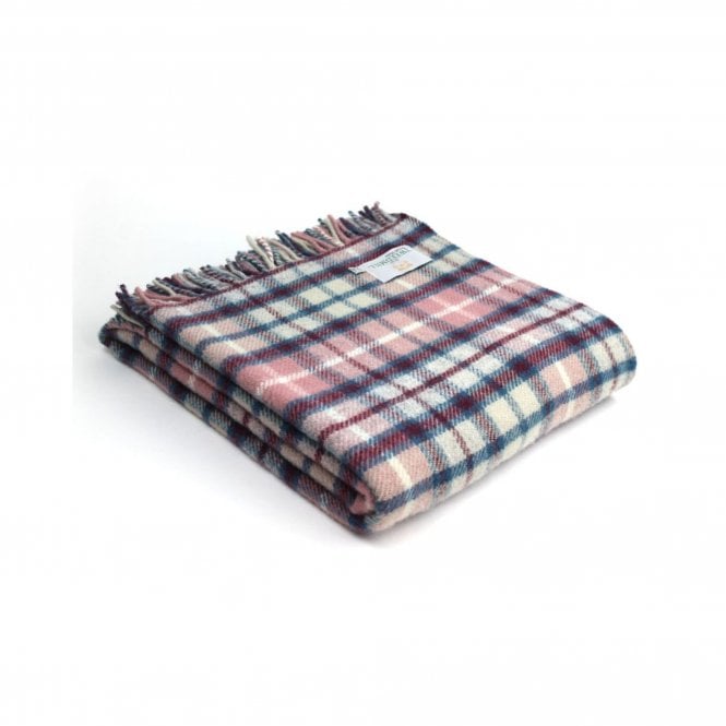 Tweedmill Textiles Pure New Wool Cottage Check Throw | Raspberry & Ink