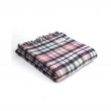 Pure New Wool Cottage Check Throw | Raspberry & Ink