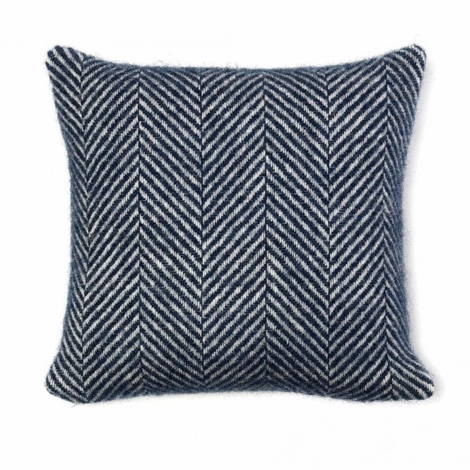 Tweedmill Textiles Pure New Wool Cushion | Fishbone | Navy | 50cm x 50cm