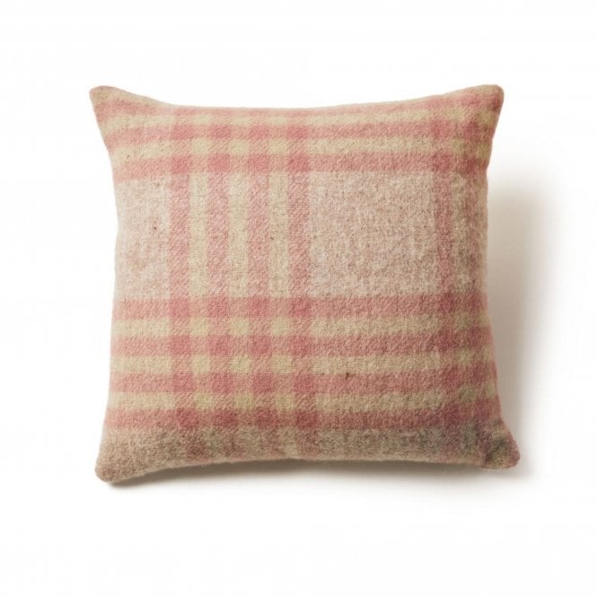 Tweedmill Textiles Pure New Wool Cushion | Hex Check | Dusky Pink | 50cm x 50cm