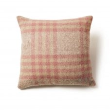 Pure New Wool Cushion | Hex Check | Dusky Pink | 50cm x 50cm