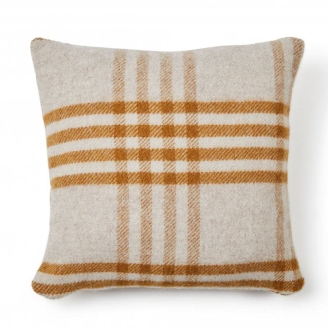 Tweedmill Textiles Pure New Wool Cushion | Hex Check | Mustard | 50cm x 50cm