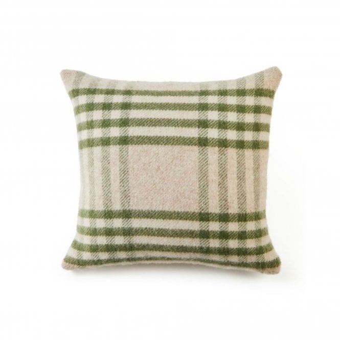 Tweedmill Textiles Pure New Wool Cushion | Hex Check | Olive Green | 50cm x 50cm