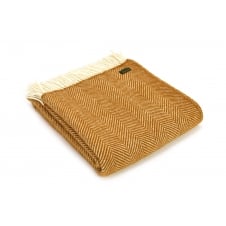 Pure New Wool Fishbone Throw | English Mustard