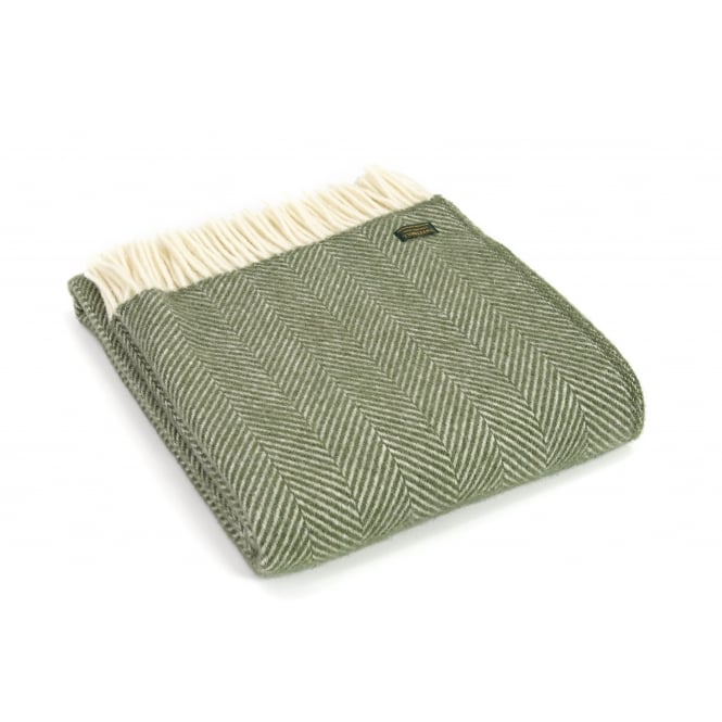 Tweedmill Textiles Pure New Wool Fishbone Throw | Olive