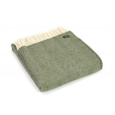 Pure New Wool Fishbone Throw | Olive