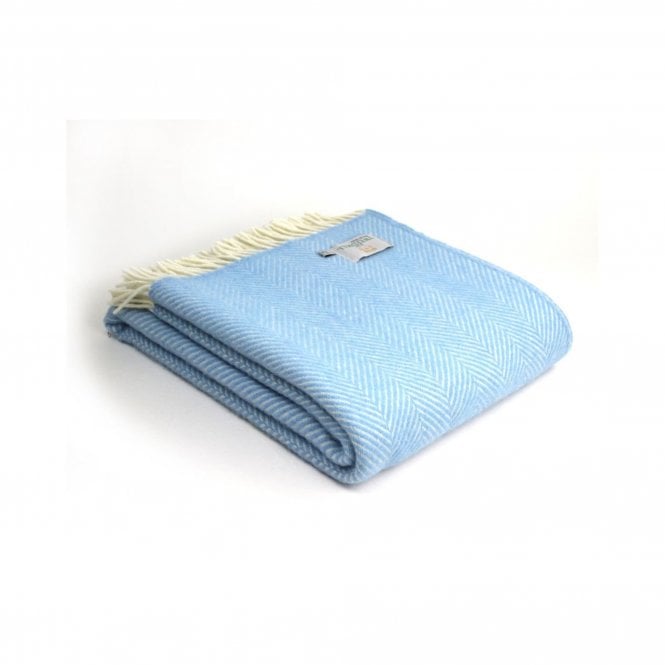 Tweedmill Textiles Pure New Wool Fishbone Throw - Sea Blue