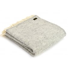 Pure New Wool Fishbone Throw | Silver Grey