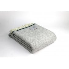 Pure New Wool Illusion Throw | Grey with Green Stripe