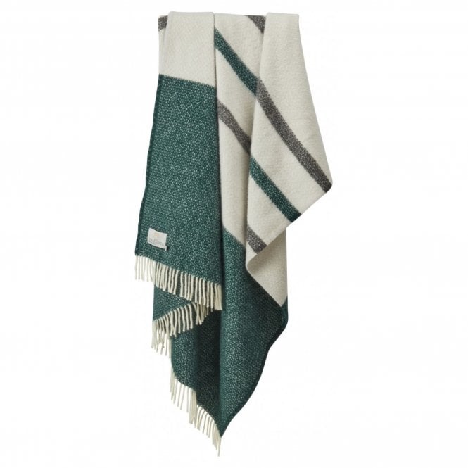 Tweedmill Textiles Pure New Wool Throw | Brecon Stripe | Emerald Green & Charcoal