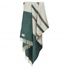 Pure New Wool Throw | Brecon Stripe | Emerald Green & Charcoal