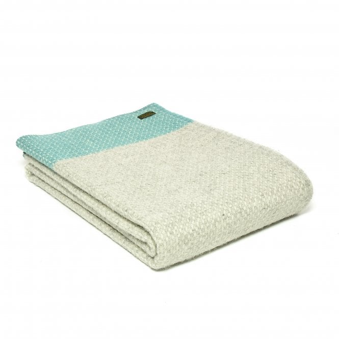 Tweedmill Textiles Pure New Wool Throw with Whipped Edge | Crossweave Peacock Blue
