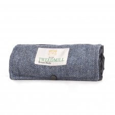 Walker Companion Tweed Picnic Rug with Waterproof Backing | Herringbone Blue Moon/Navy