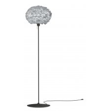 Eos Floor Lamp - Light Grey Feather Eos Medium/Black Santé Stand