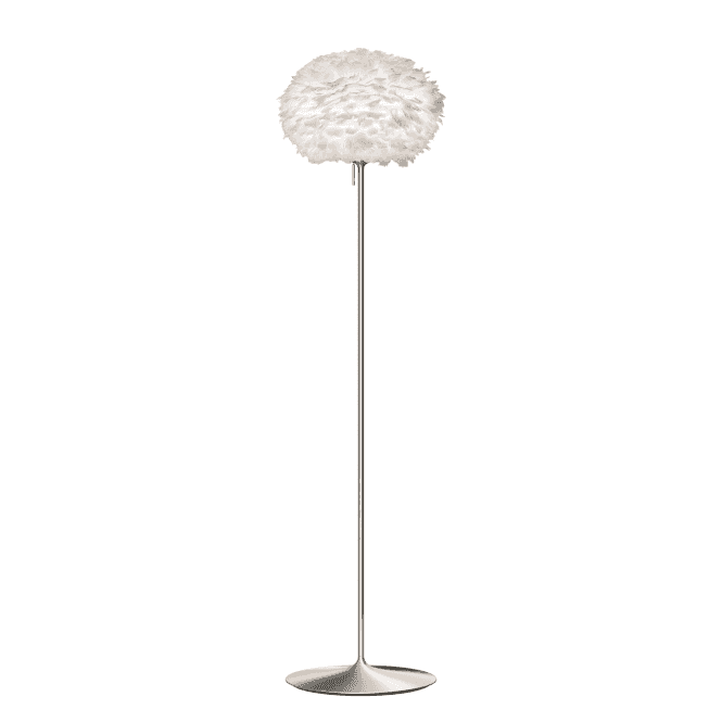 Umage Eos Floor Lamp | White Feather Eos Medium/Brushed Steel Santé Stand