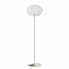Eos Floor Lamp | White Feather Eos Medium/Brushed Steel Santé Stand