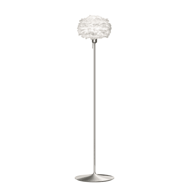 Umage Eos Floor Lamp | White Feather Eos Mini/Brushed Steel Santé Stand