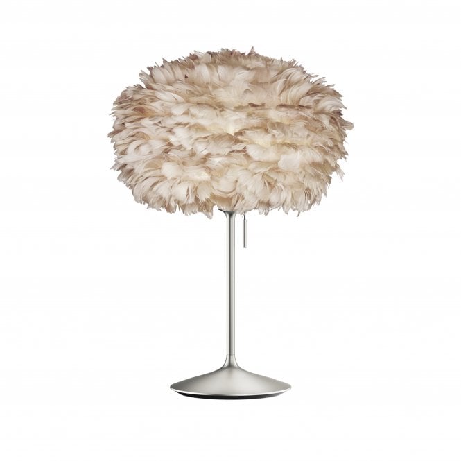 Umage Eos Table Lamp - Light Brown Feather Eos Medium/Brushed Steel Santé Stand