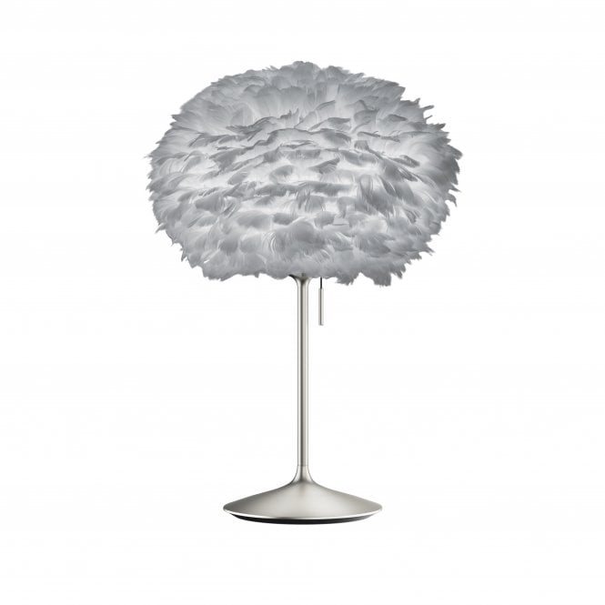Umage Eos Table Lamp - Light Grey Feather Eos Medium/Brushed Steel Santé Stand