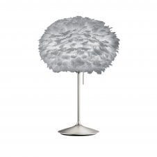 Eos Table Lamp - Light Grey Feather Eos Medium/Brushed Steel Santé Stand