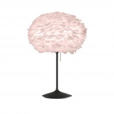 Eos Table Lamp - Light Rose Feather Eos Medium/Black Santé Stand