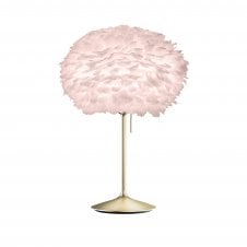 Eos Table Lamp - Light Rose Feather Eos Medium/Brushed Brass Santé Stand