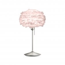 Eos Table Lamp - Light Rose Feather Eos Mini/Brushed Steel Santé Stand