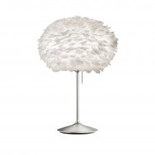 Eos Table Lamp | White Feather Eos Medium/Brushed Steel Santé Stand