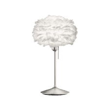 Eos Table Lamp | White Feather Eos Mini/Brushed Steel Santé Stand