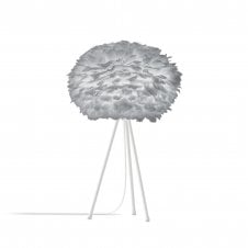 Eos Tripod Table Lamp - Light Grey Feather Eos Medium/White Tripod