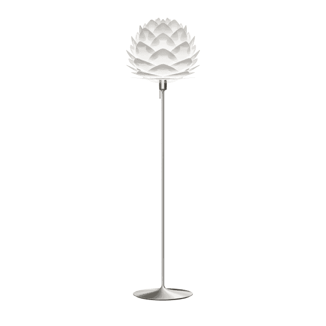 Umage Silvia Floor Lamp - White Silvia/Brushed Steel Santé Stand