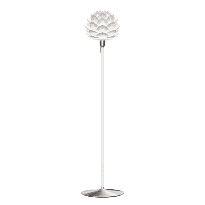 Umage Silvia Floor Lamp | White Silvia Mini/Brushed Steel Santé Stand