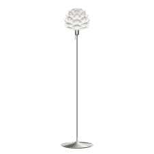 Silvia Floor Lamp | White Silvia Mini/Brushed Steel Santé Stand