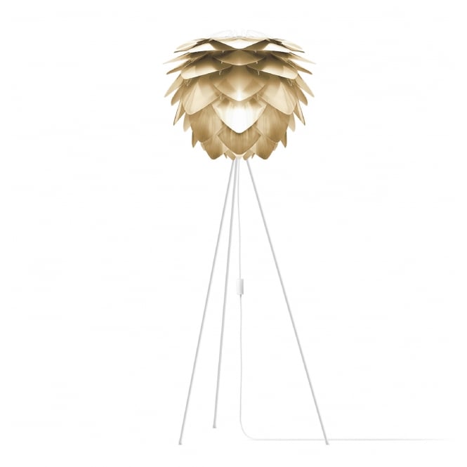 Umage Silvia Tripod Floor Lamp - Brushed Brass Silvia/White Tripod